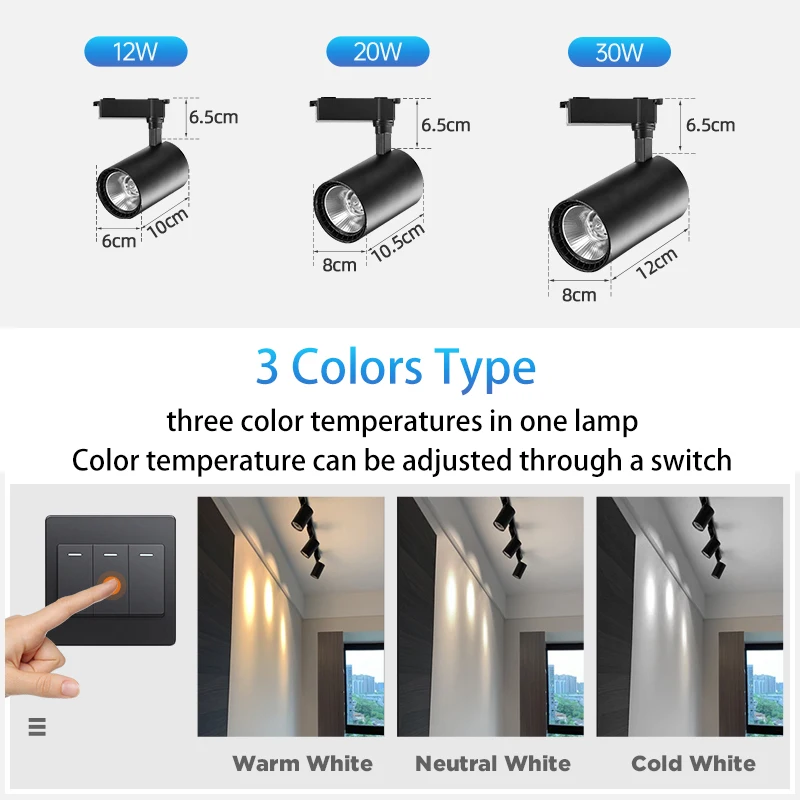 Điểm LED Theo Dõi COB Vỏ Đầy Đủ 220V Sọc Chiếu Sáng Cho Trang Trí Nhà Đường Sắt Điểm Đèn Âm Trần Chiếu phòng Store Đèn
