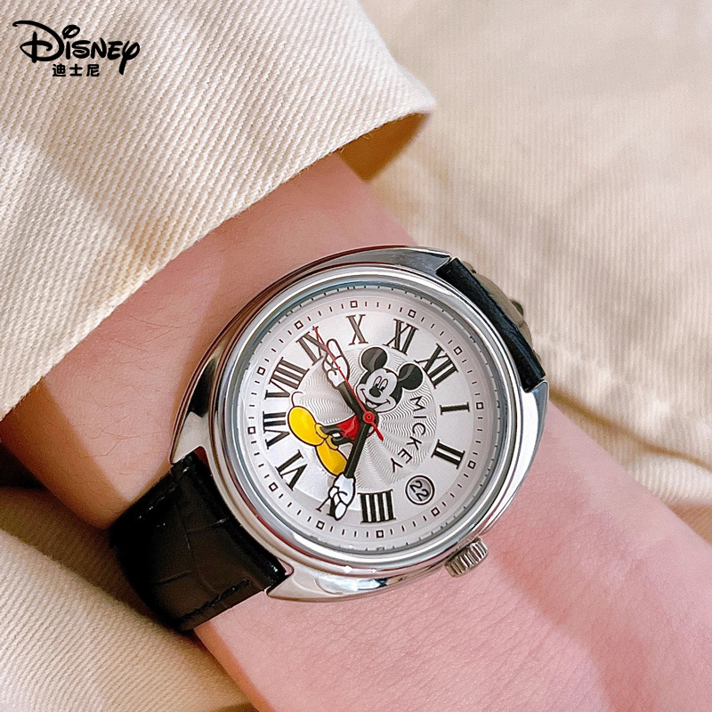 Disney Mickey Mouse Kinder Uhren Leuchtende Leder Quarz Armbanduhr Junge Mädchen Geburtstag Geschenk Student Uhr Junge Männer Frauen