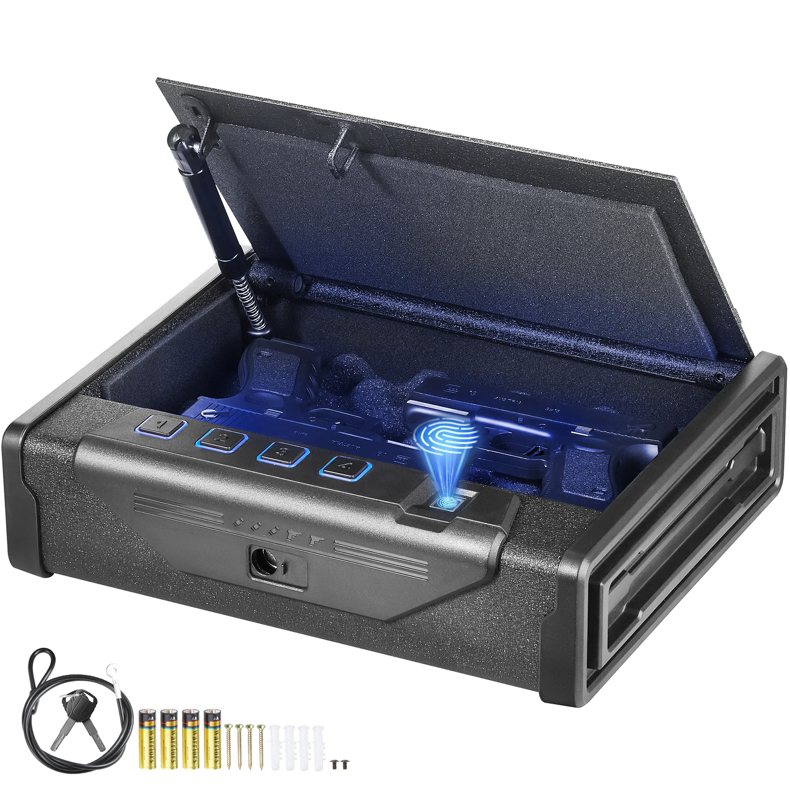 SucceBuy Gun Safe Q235 Stahl-Pistolensafe, 3-Wege-Schnellzugriff, Schusswaffenkoffer, Pistolenkasten, fortschrittliche biometrische Technologie, Reise-Pistolensafe