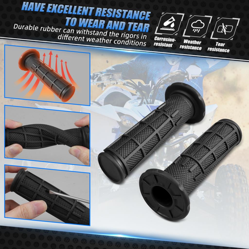 ATV Universal 7/8" Rubber Hand Grips For Yamaha Raptor 700r 600Rr 250 yfz450 Warrior Banshee 350 Blaster 200 CAN AM Kawasaki