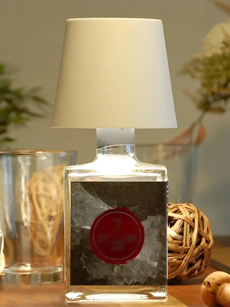 Lámpara LED inalámbrica para botella de vino, jarrones con Base recargable, funciona con pilas, soporte para decoración de Bar, comedor y seta