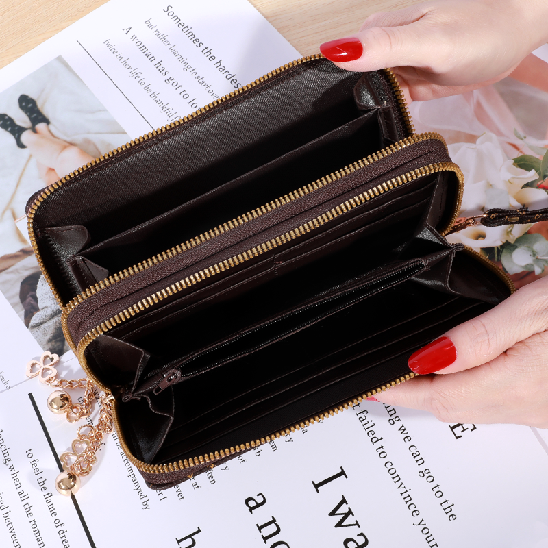 Portafoglio lungo semplice di grande capacità, borsa con cerniera in ecopelle, pochette multifunzionale Casual