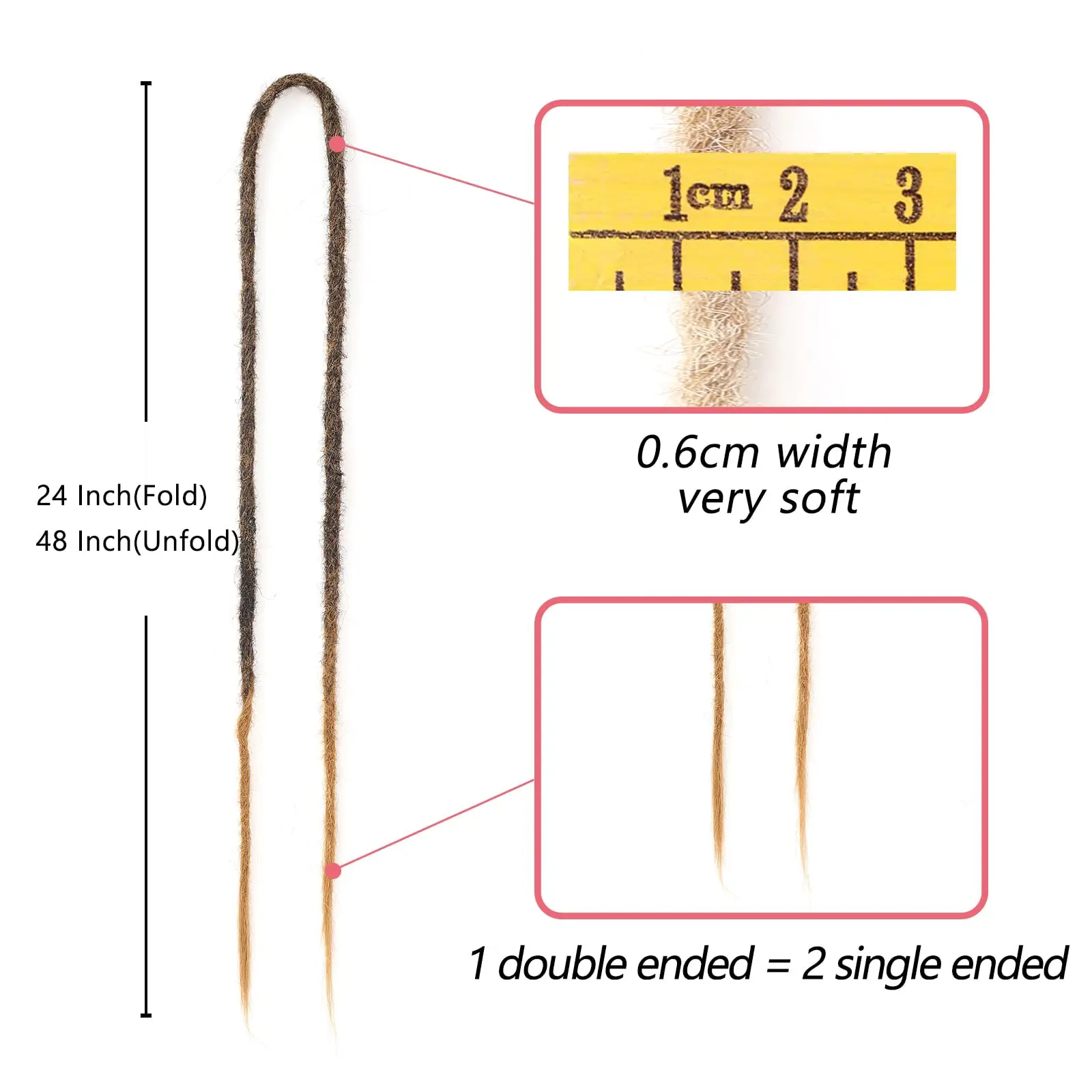 Dreadlock Wigs Double 10 Strands 24Inch Wigs For Wonmen Dreadlock Extensions Hairpiece For Daily Use Synthetic Dark Brown Wigs
