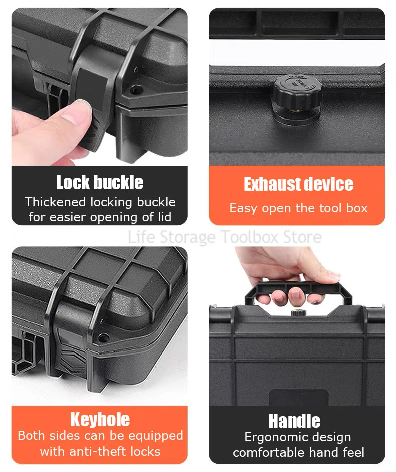 Waterproof Hard Carry Case Bag Tool Case With pre-cut Sponge Storage Box Safety Protection Box Hardware Toolbox pelican case