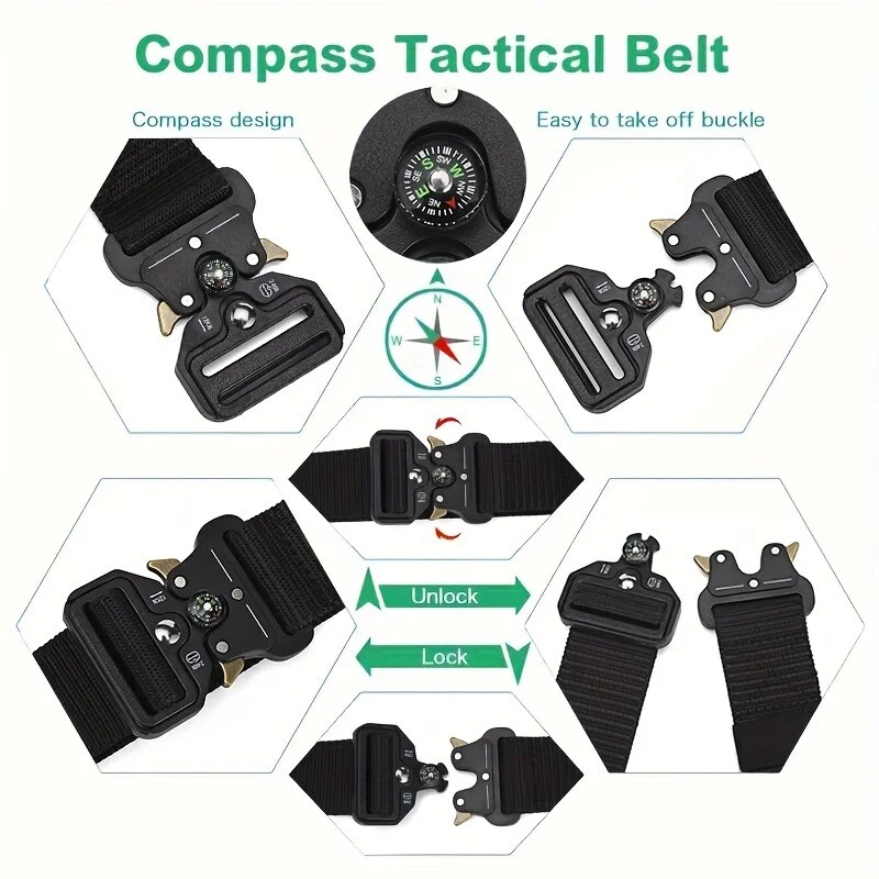 Men's Belt Outdoor Multi Function Compass Belt High Quality Canvas For Nylon Male Luxury Belts Women's Sports Jeans Neutral Belt