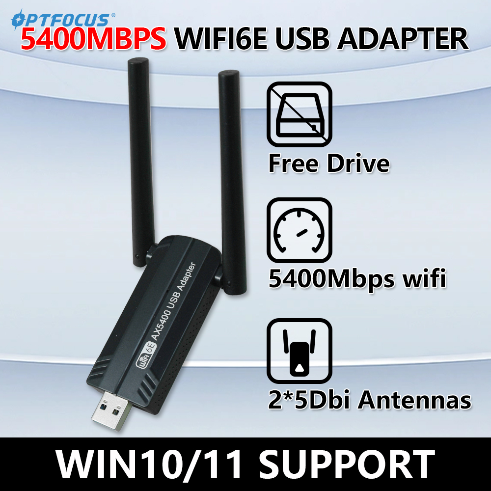 OPTFOCUS USB WIFI6E Адаптер 5400 Мбит/с ax wi fi Dongle USB 3.0 Адаптер беспроводной Wi-Fi Адаптер Para PC Сетевая карта с антенной