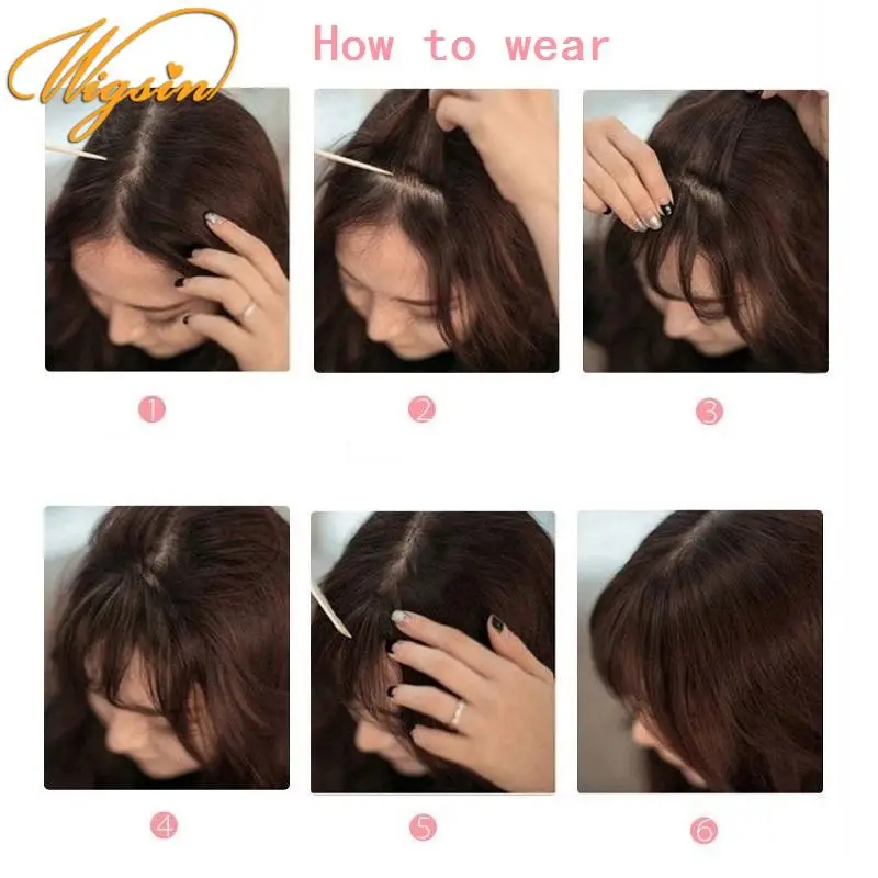 Wigsin clipe sintético em franja de ar extensões de cabelo curto em linha reta peruca para mulheres uso diário acessórios para o cabelo