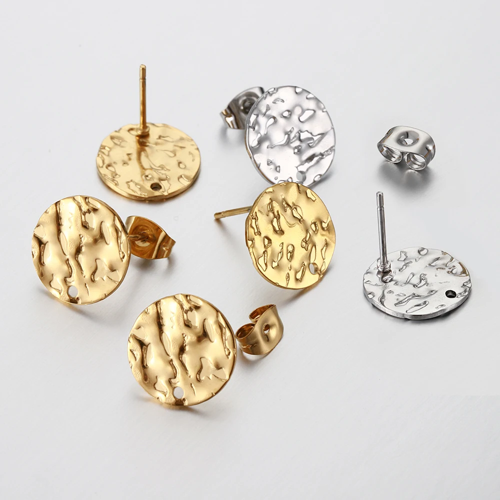 Juego de postes de pendientes con relieve de acero inoxidable, 10 Uds., para pendientes, Piercing, fabricación de joyería DIY