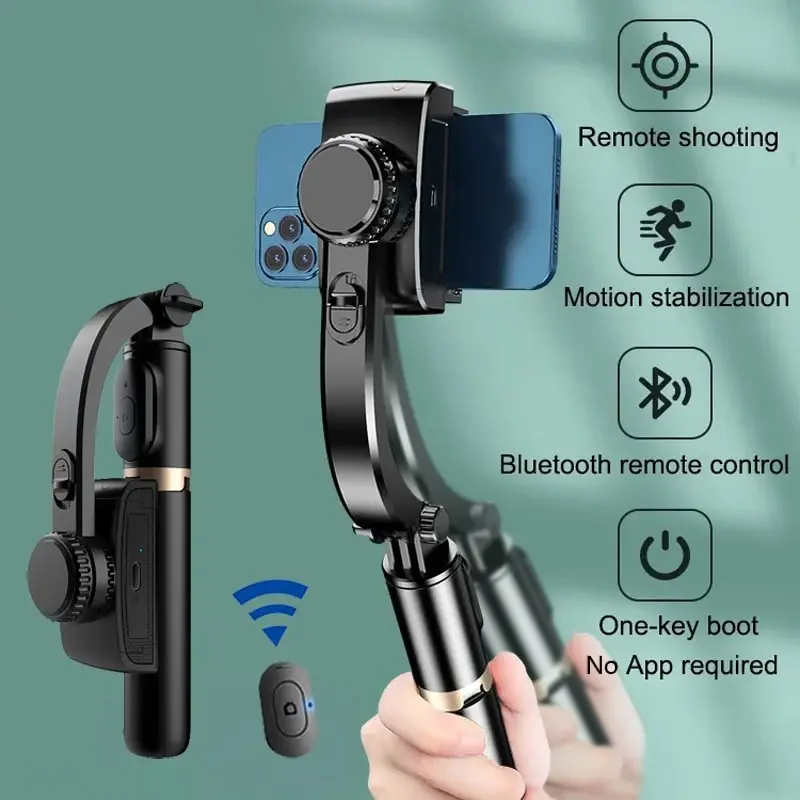 Estabilizador de cardán de mano Q08, palo Selfie, luz de relleno, Smartphone, acción, Bluetooth, trípode, Gymba