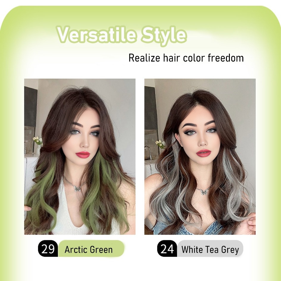 Synthetic 2 pieces set 50cm 60cm colored curly hair extensions water wave pink blue purple  halloween christmas wig