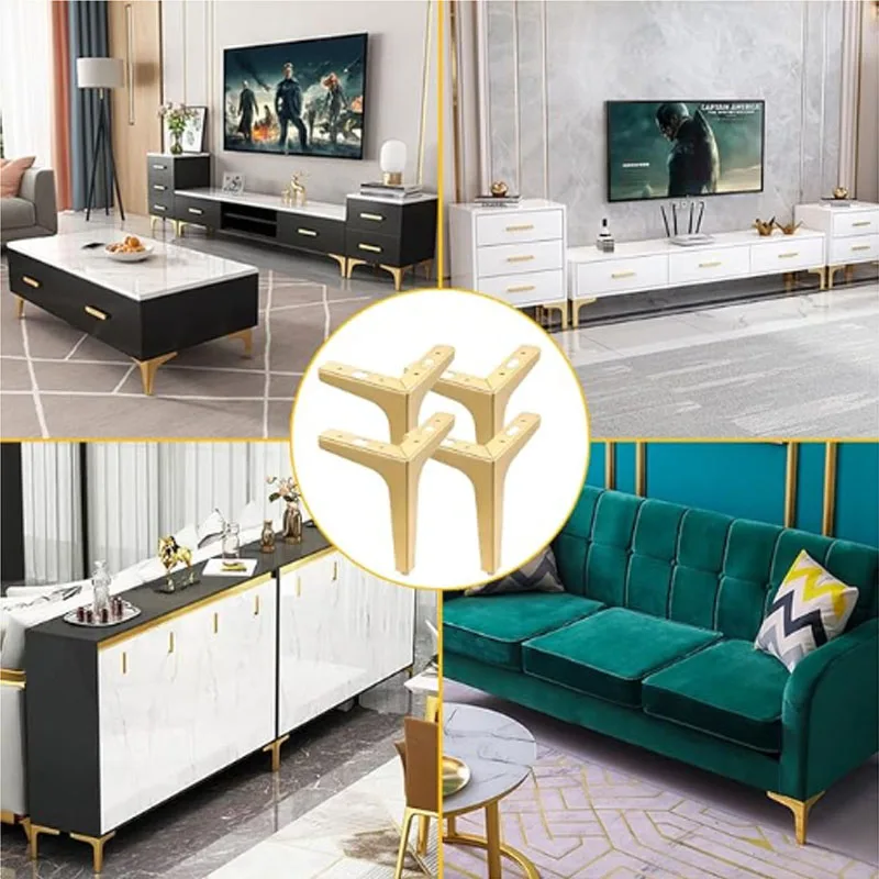 4 ชิ้น DIY เปลี่ยนโซฟาฟุตขาโลหะสําหรับเฟอร์นิเจอร์เท้าโมเดิร์นสามเหลี่ยมฟุตตู้โซฟาเก้าอี้ตู้โซฟาขา