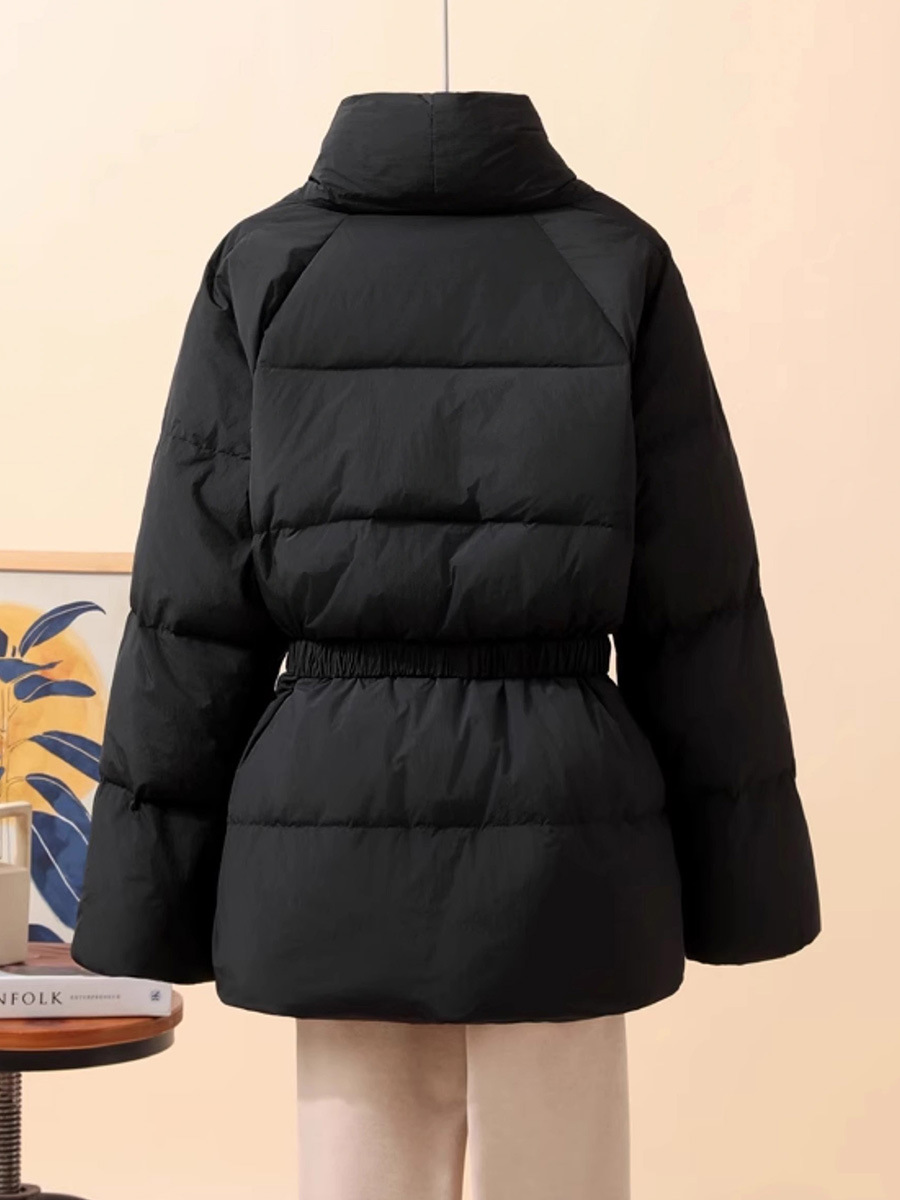 Schinteon femmes blanc canard doudoune décontracté ceinture ample col en v mode automne hiver vêtements d'extérieur Style coréen manteau 2025 nouveau