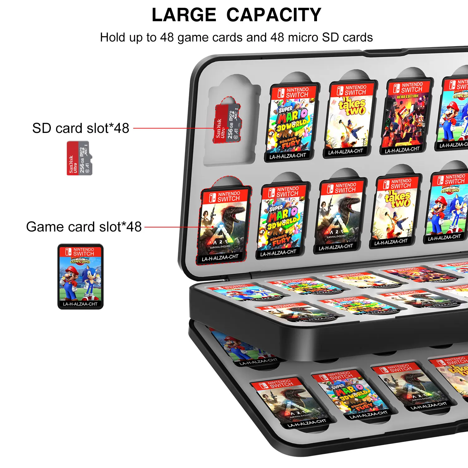 Switch Game Card Protective Case with 96/72/48 Game Card Slots Creative NS Card Storage Box Holder for Nintendo Switch/Lite/OLED