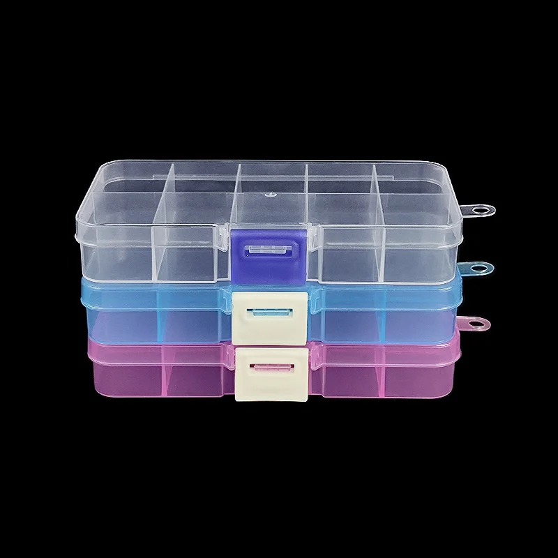 10 Grid Transparent Fixed With Slot Beaded Anti-string Grid Plastic Storage Box Jewelry Classification Parts Division Box