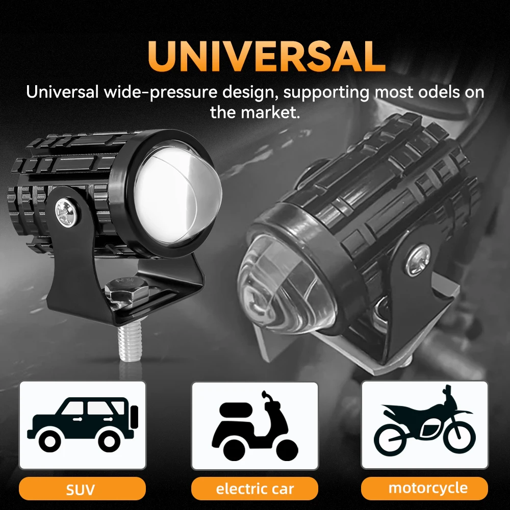 Faróis de led para motocicleta, holofotes auxiliares, mini projetor, luz de neblina, lâmpada frontal de condução, universal, cor dupla, acessórios para moto