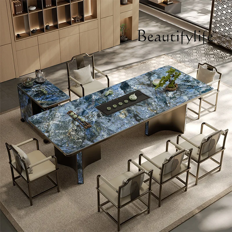 Modern simple rock slab tea table and chair combination Nordic home balcony tea table