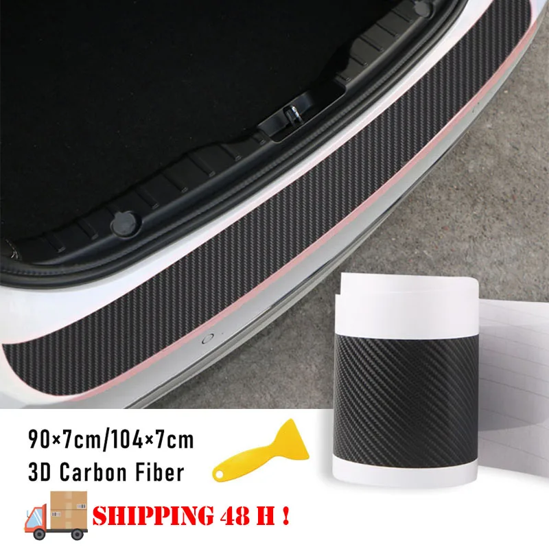 Pegatina de protección antipatadas para puerta de coche, película antiarañazos, embellecedor de parachoques trasero de coche, umbral de maletero de coche, pegatina de raya de fibra de carbono 3D