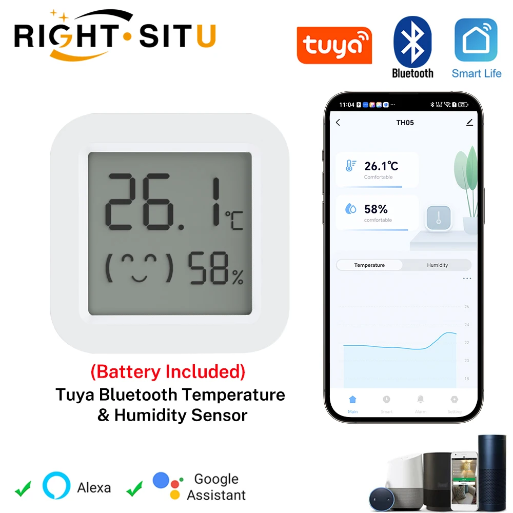 Tuya sensor de temperatura e umidade tela lcd bluetooth-compatível app monitor de controle remoto para casa ambiente vida inteligente