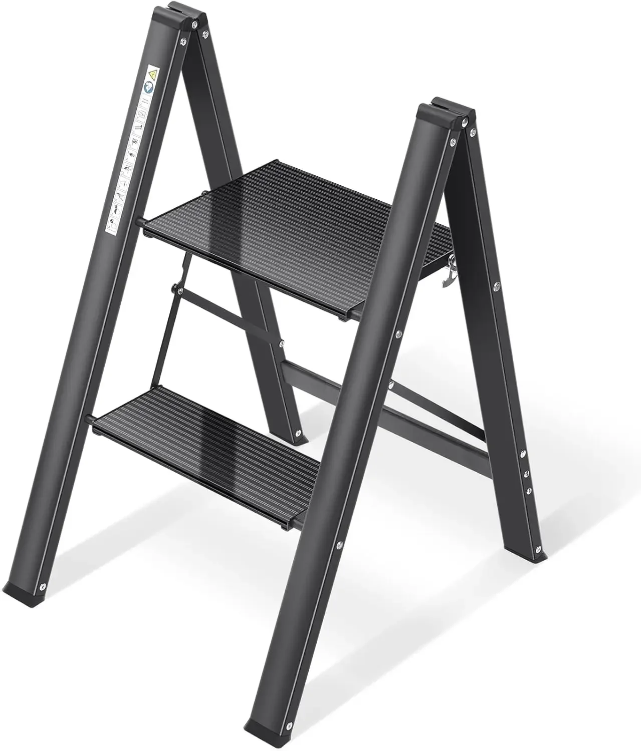 Stufenleiter, Trittleiter 2 Stufen, Klapptrittleiter mit Handlauf, rğfeste Haushaltsleiter mit Klappkladyung, Aluminio Tri