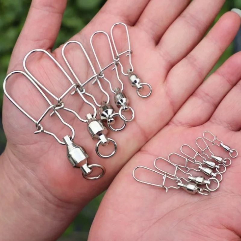 20PCS หมุน Snap Connector Pin Ball แบริ่ง Rolling แหวนชุดหัวเข็มขัด Pesca Lure Line เชื่อมต่อ Cross Lock เครื่องมือตกปลา