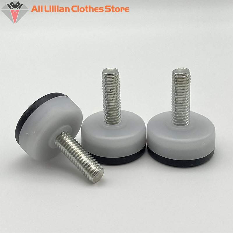 4Pcs Black White Iron Plastic Furniture Table Chair Sofa Leg Feet Adjustable Leveler Glide Slide Pad M6 M8