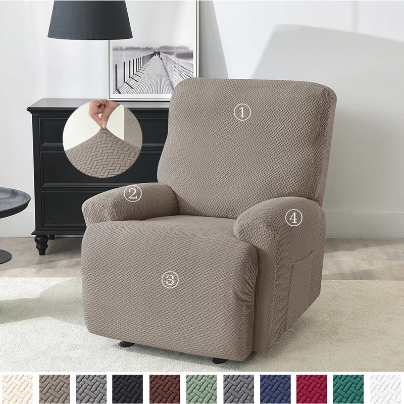 Fundas de sofá reclinables de Jacquard de 1 plaza, funda elástica para sillón, fundas para sillas reclinables elásticas de LICRA antideslizantes para sala de estar
