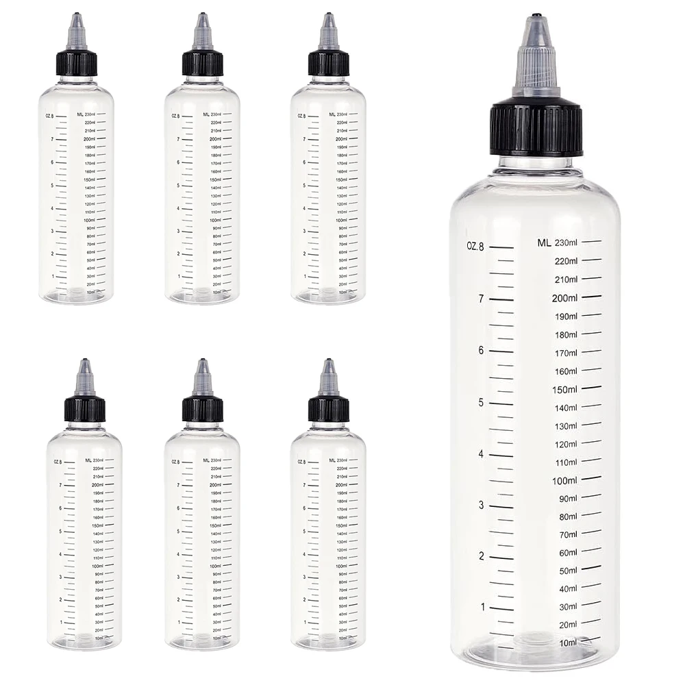 5Pcs 30/50/100/250ML  Graduated Plastic Squeeze Bottles Dispensing Bottles with Twist Top Cap Tattoo Pigment Ink Containers