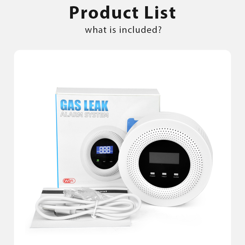 SMARSECUR Tuya WiFi czujnik wycieku gazu ziemnego palny inteligentny detektor wycieku gazu LPG inteligentny alarm bezpieczeństwa życia