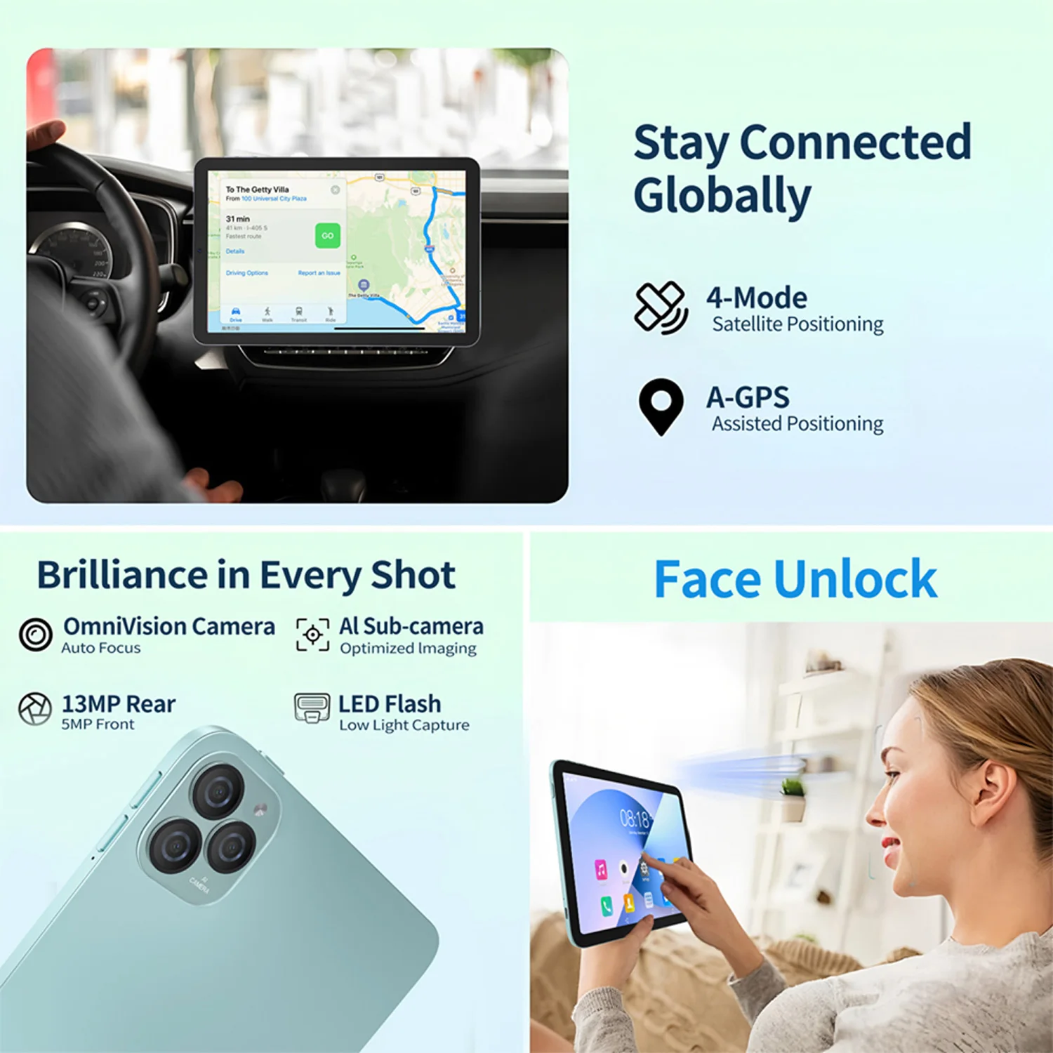 11 Inch Android Tablet 12GB+128GB Octa-Core 7000mAh Android 14 Google Play 4G LTE Phone Call 5G WiFi Global Version Tablet PC