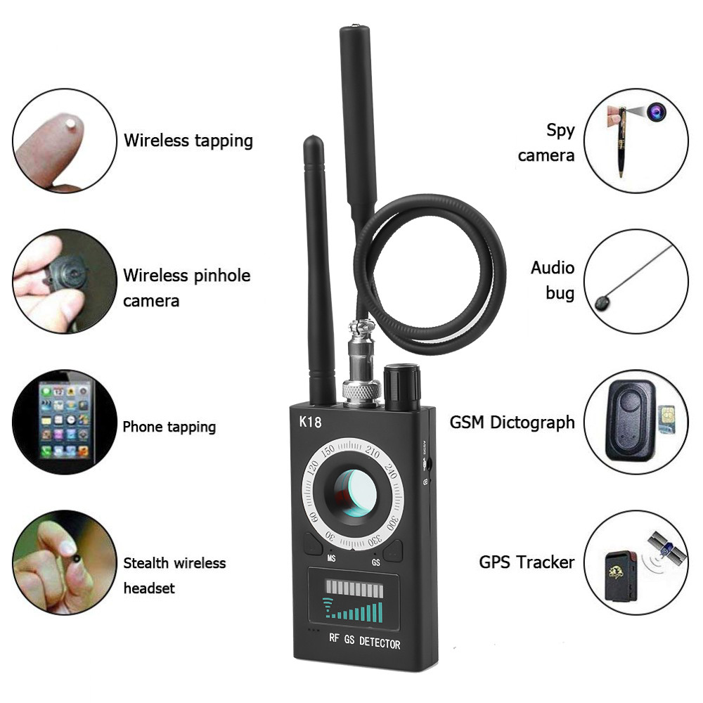 K18 Multi-Function Anti-Candid CAM ไร้สายเลนส์อุปกรณ์ Finder 1MHz-6.5GHz GSM เสียง Finder GPS สัญญาณ RF Tracker ตรวจจับ
