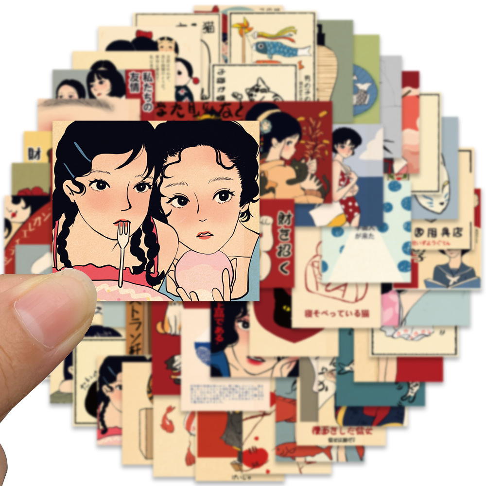 50ชิ้นคลาสสิกสไตล์ญี่ปุ่นการ์ตูนวัฒนธรรมสติกเกอร์สําหรับแล็ปท็อปขวดน้ํากระเป๋าโน๊ตบุ๊คกันน้ําไวนิลD Ecals