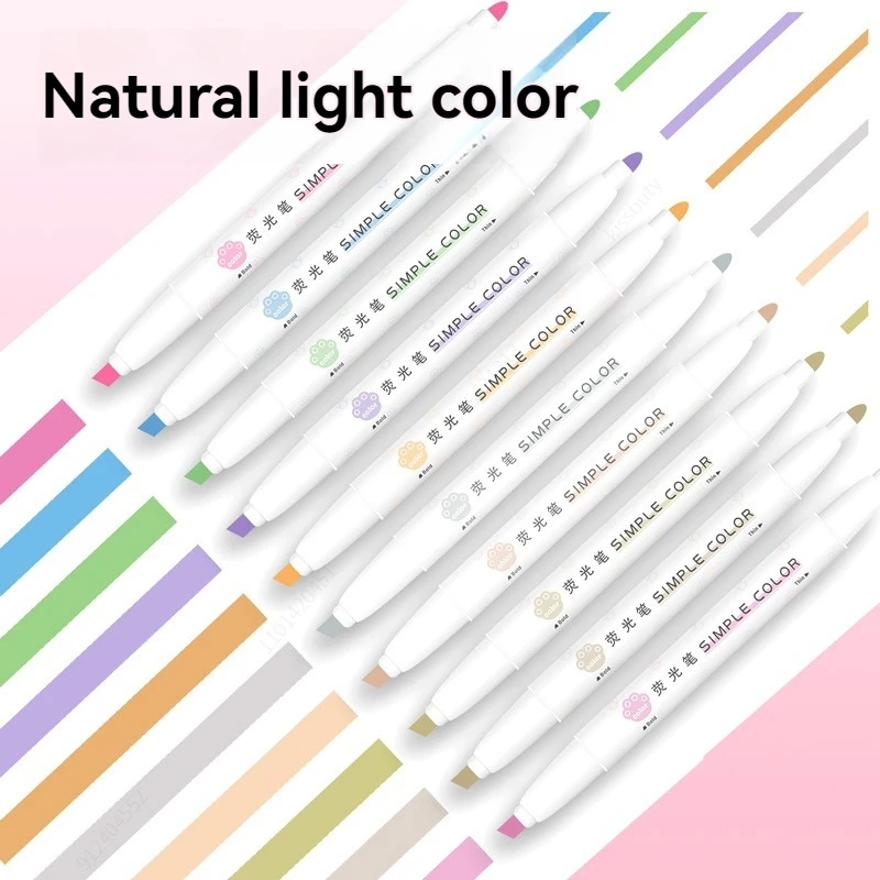 5PCS Highlighter ปากกาชุดหลาย Series Double Headed สีปากกาเรืองแสงเครื่องเขียนนักเรียน