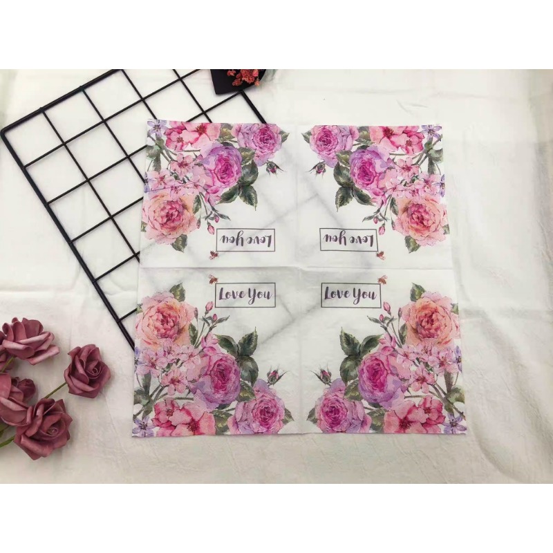 Красочные салфетки с принтом, квадратные бумажные салфетки для ресторана, цветочные салфетки для лица, установка свадебного стола в отеле, бумага из чистой древесной целлюлозы