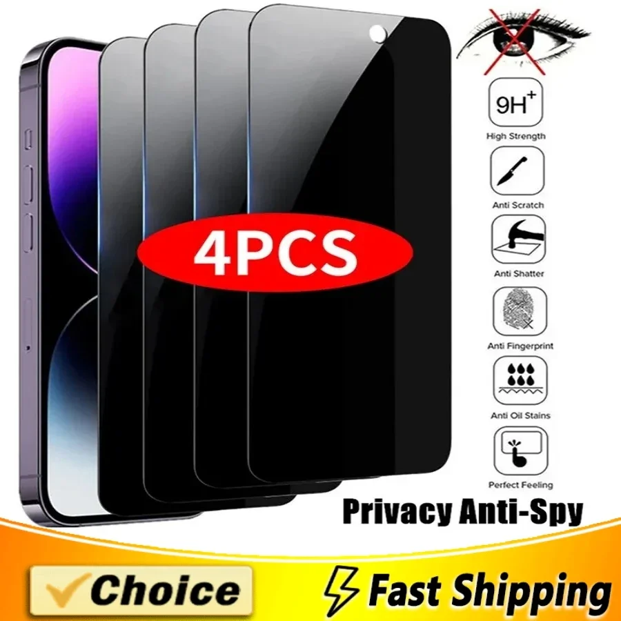 4 pezzi protezione schermo privacy per iPhone 16 15 14 13 Pro Max 15 14 Plus 13 12 mini 11 Pro XS Max X XR privacy vetro temperato