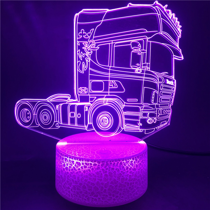 Truck Head 3D Illusion Lampe Acryl Led Nachtlicht Schlafzimmer Dekoration Nachtlicht 7 Farbwechsel Geschenk Kinder Kind