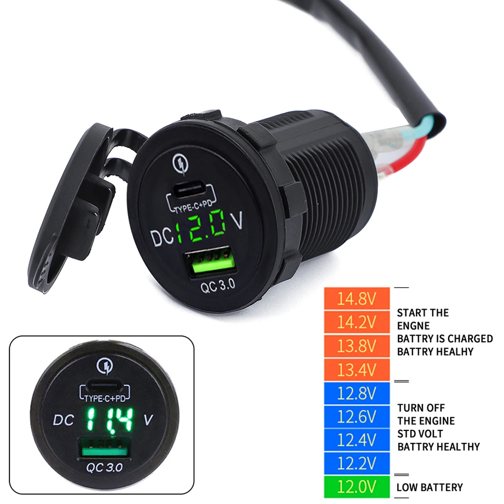 Cámara para motocicleta, teléfono móvil tipo C, cargador rápido USB Dual individual con relé para Kawasaki Versys 650 Ninja400 Ninja650 NINJA 400