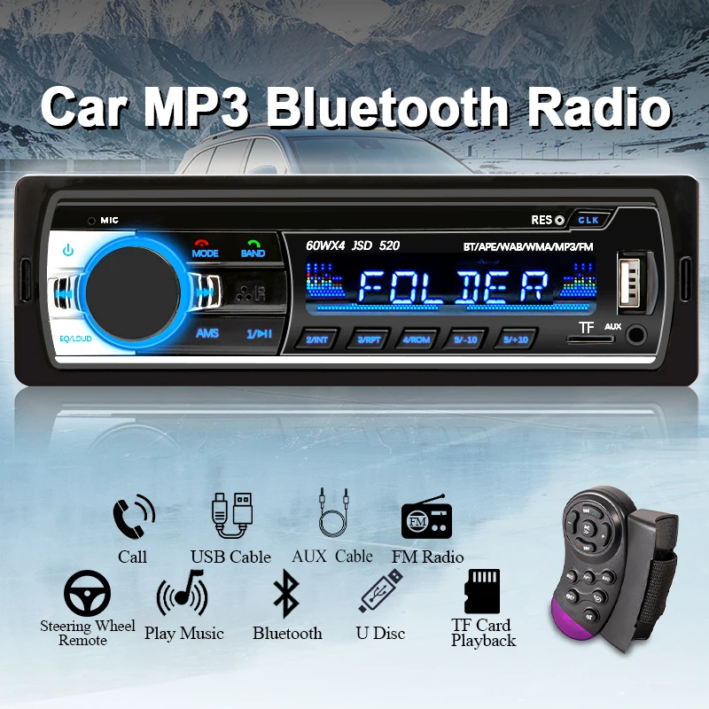 Hippcron 1 Din autoradio stereo mp3-speler digitale Bluetooth FM-ontvanger autoradio met AUX / USB / TF-kaart in dashkit
