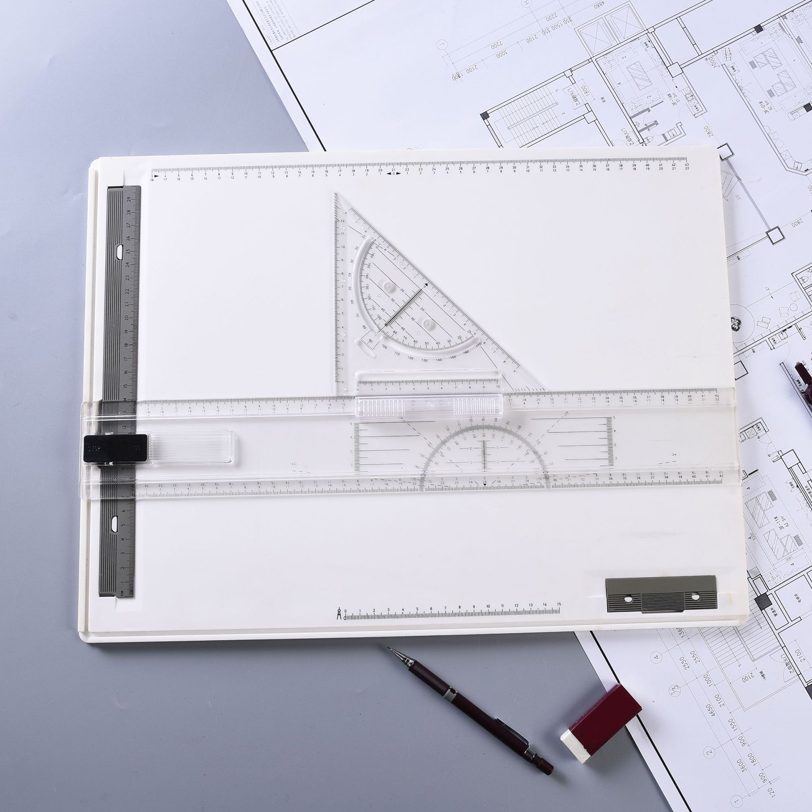 Tavolo da disegno multifunzionale A3 tavolo da disegno A3 righello scorrevole ad angolo regolabile durevole strumento grafico architettonico quadrato T