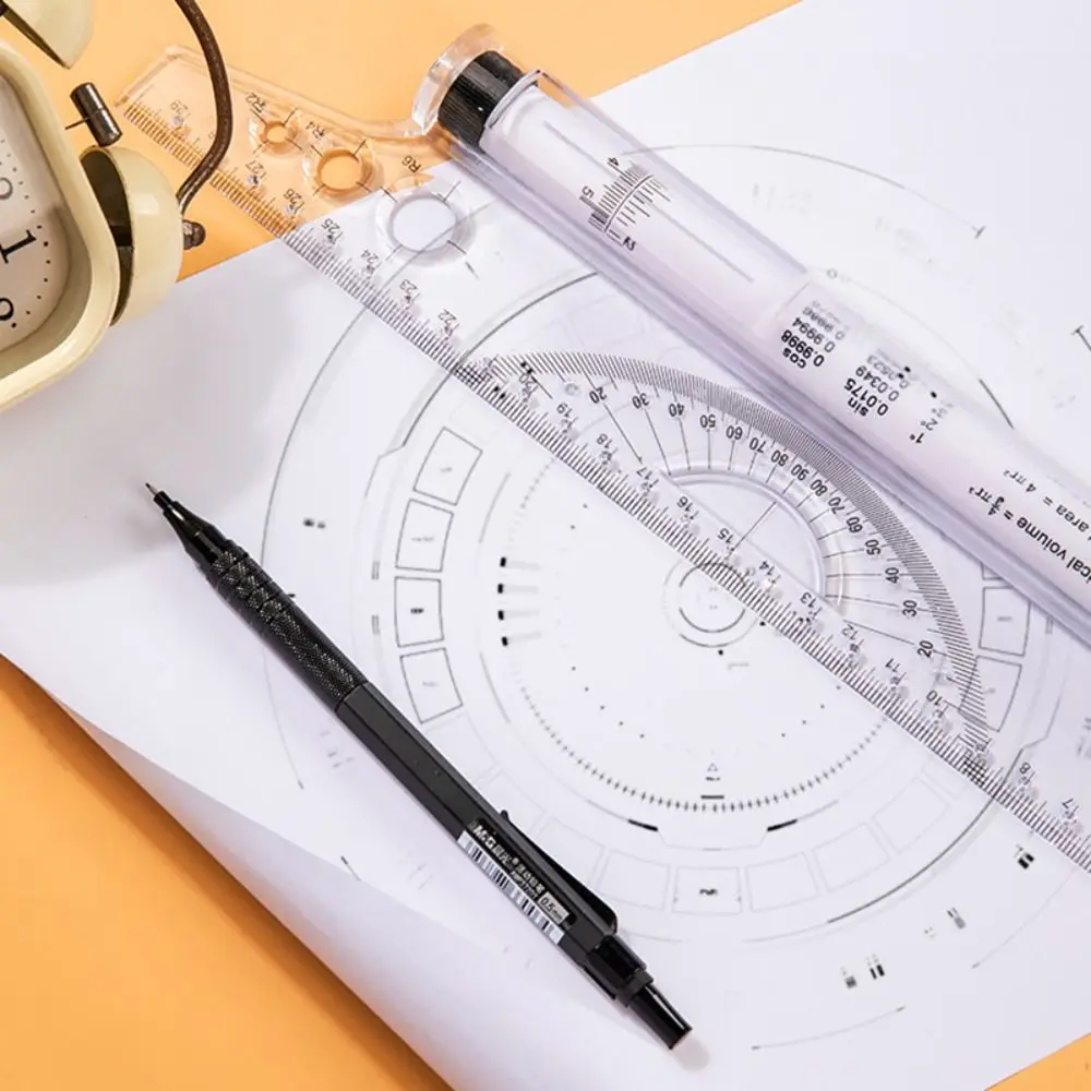 Multi Function Plastic Parallel Roller Ruler Transparent 15/30CM Math Drawing Ruler Stationery Scale Architectural