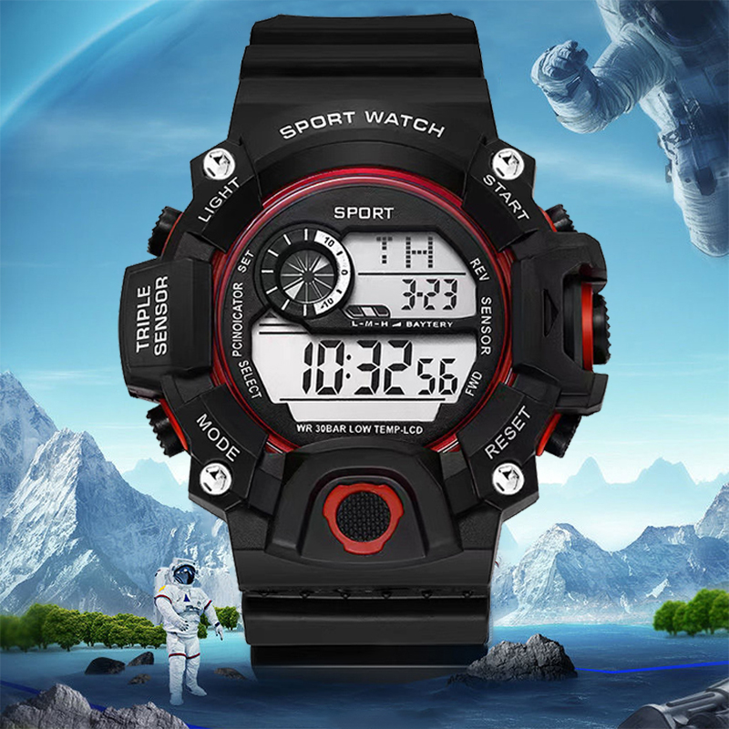Men's Watch Digital Sports LED Backlight Electronic Watch Multi-function Alarm Date Chronograph Men's Outdoor Sports Clock The m
