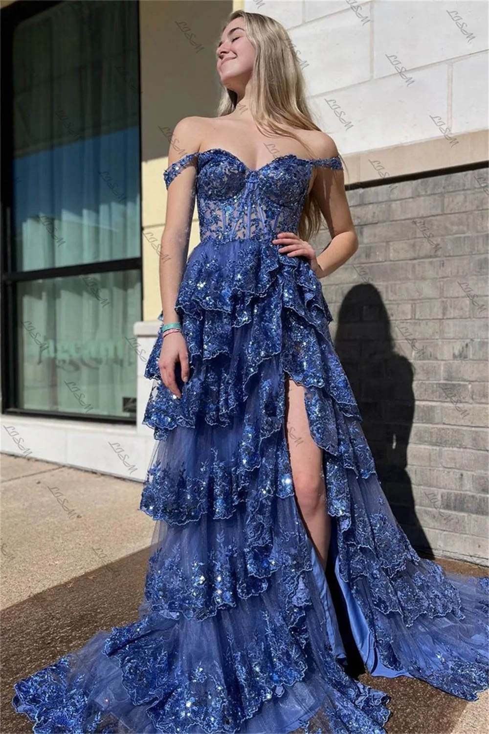 Bella Multilayer Tulle Prom Dresses Shiny Sequins A-line Wedding Dress Elegant Sleeveless Customized Vestidos De Fiesta 2024
