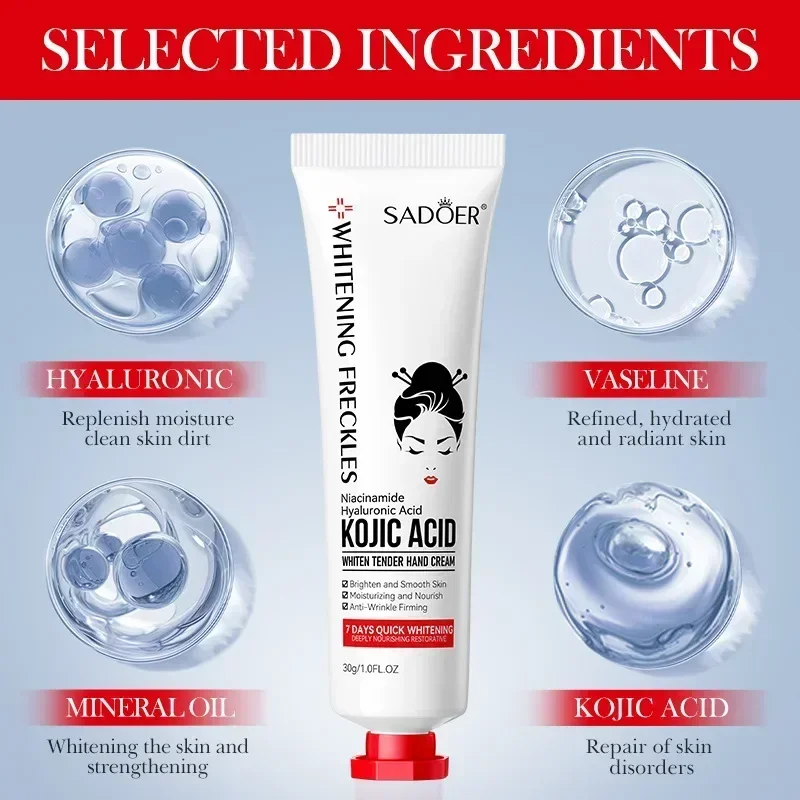 SADOER crema de manos de ácido kójico hidratante nutritivo brillo cremas de manos hidratantes belleza manos productos para el cuidado de la piel