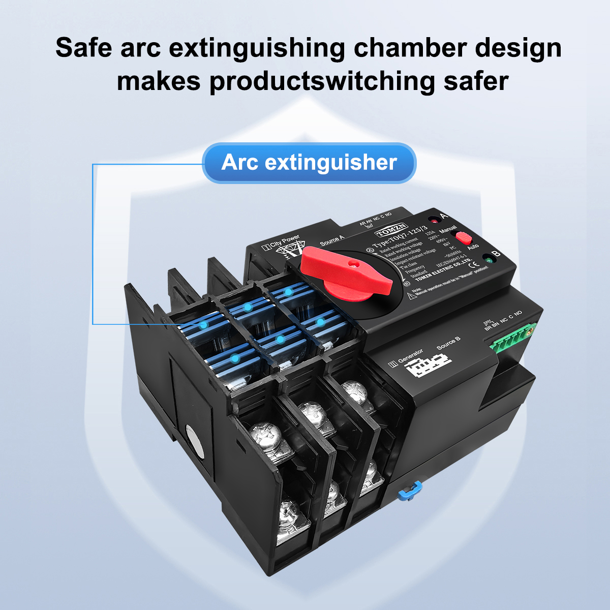 TOMZN Din Rail 2P 3P 4P ATS Dual Power Automatic Transfer Switch Electrical Selector Uninterrupted Power 230V 63A 100A 125A Mini