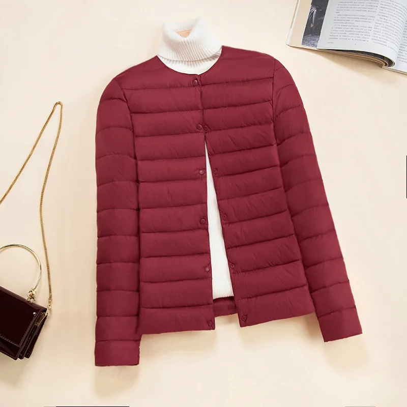 Abrigo acolchado corto para mujer, chaqueta ultraligera con cuello en V, cuello redondo, estilo coreano, novedad de 2024