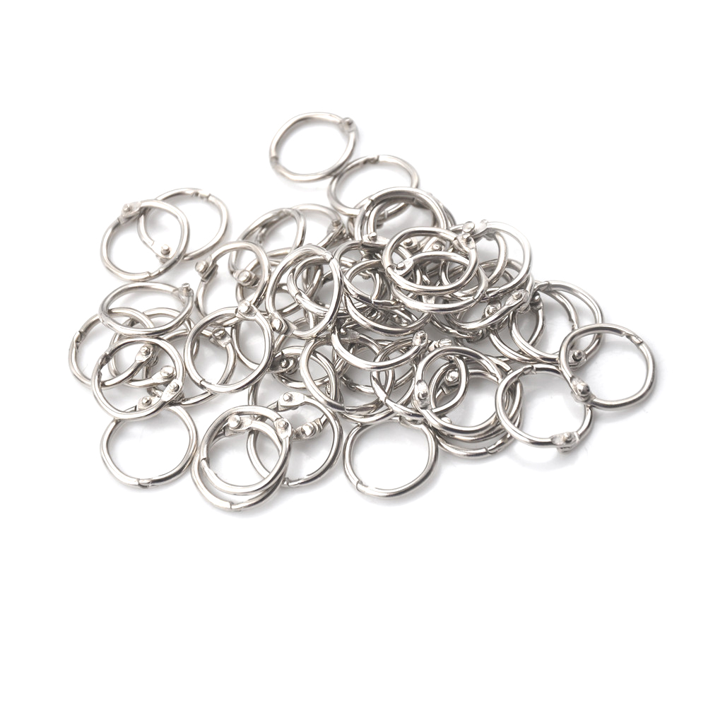 50Pcs Metal Ring Binder Staple Book Binder Albums Loose-leaf Book Hoops 15-80mm Loose Leaf Ring Keychain Office Binding Supplies