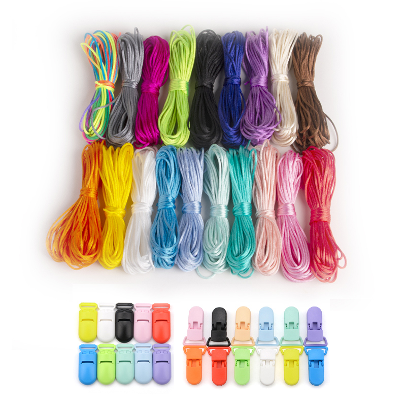 10 pçs/lote bebê mamilo fecho de plástico 20mm colorido contas de silicone corrente fazendo acessório ferramentas de alimentação para chupetas infantis clipe
