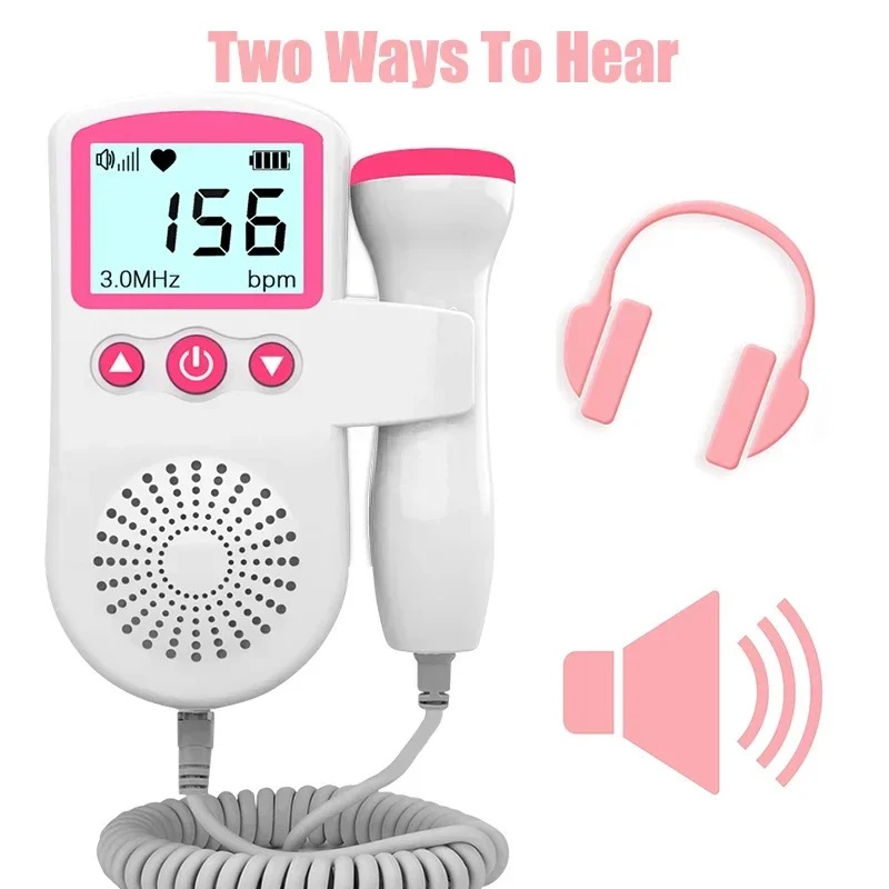 Monitor de freqüência cardíaca fetal doppler doméstico para gravidez do bebê detector de batimentos cardíacos display lcd medidor de pulso sem radiação estetoscópio