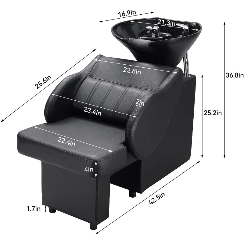 Shampoo Barber Backwash Chair, Adjustable ABS Plastic Shampoo Bowl Sink with Chair for Spa Beauty Salon…