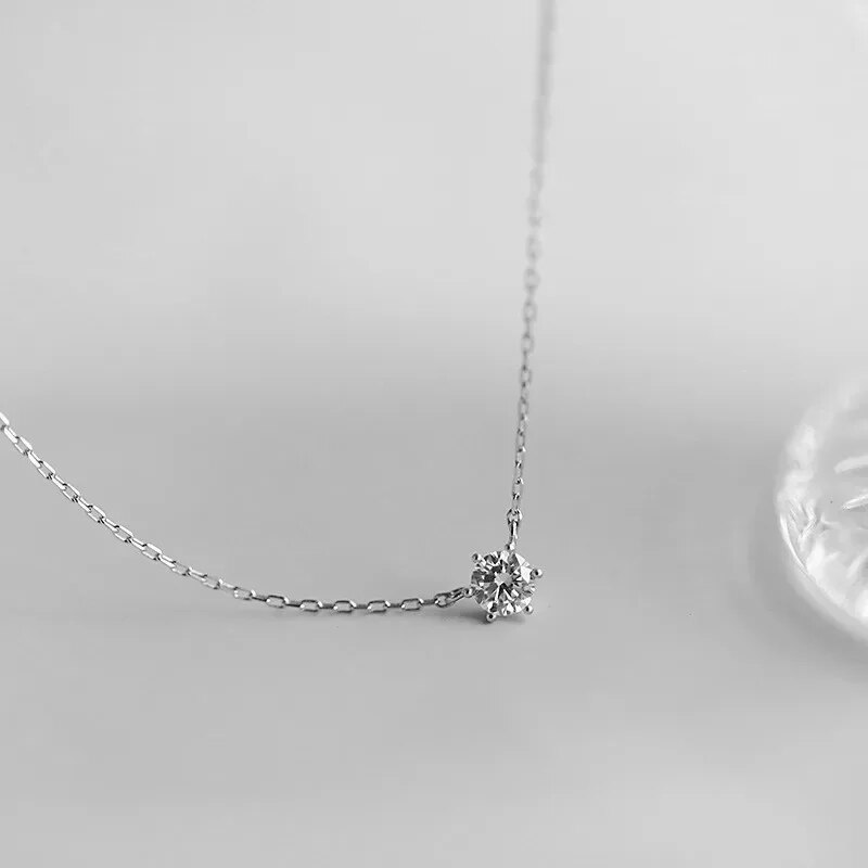 Conjunto de colar de prata esterlina S925 com zircão galvanizado em ouro 14k estilo fino feminino