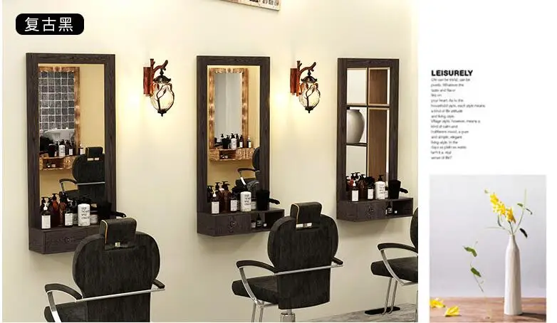 Friseur Schmink tisch Spiegel Massivholz Retro einseitig Low Clearance Wandbehang Friseursalon Special
